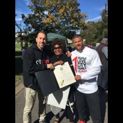 Delegate Barbara A. Robinson presenting a Legislative Citation to CityFarm at Carroll Park. The children were having a great time with face painting, food and friends.